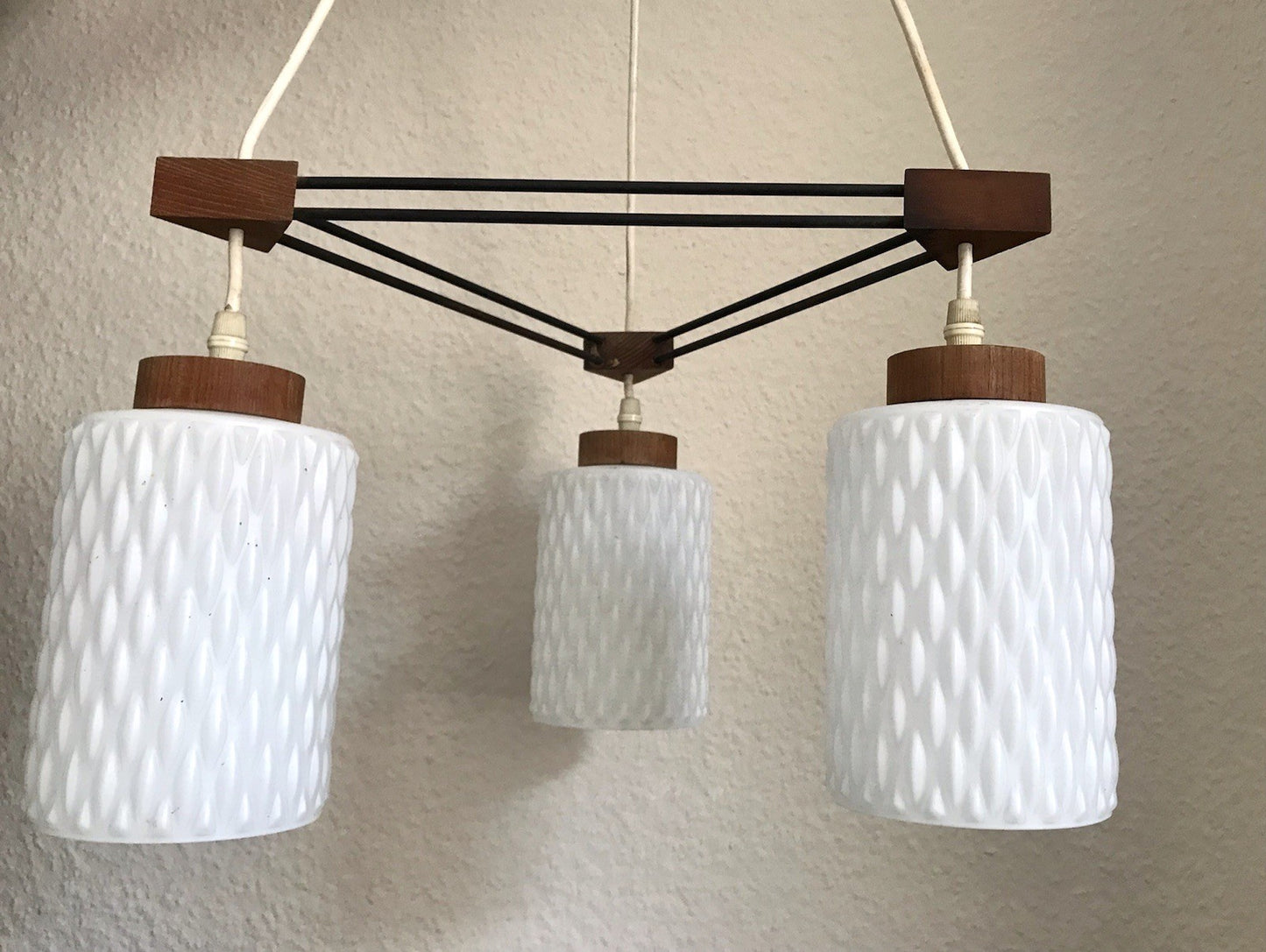 Vintage Alt 60er Leuchte Deckenleuchte Lampe Leuchte String Ära MCM Teak Tripple