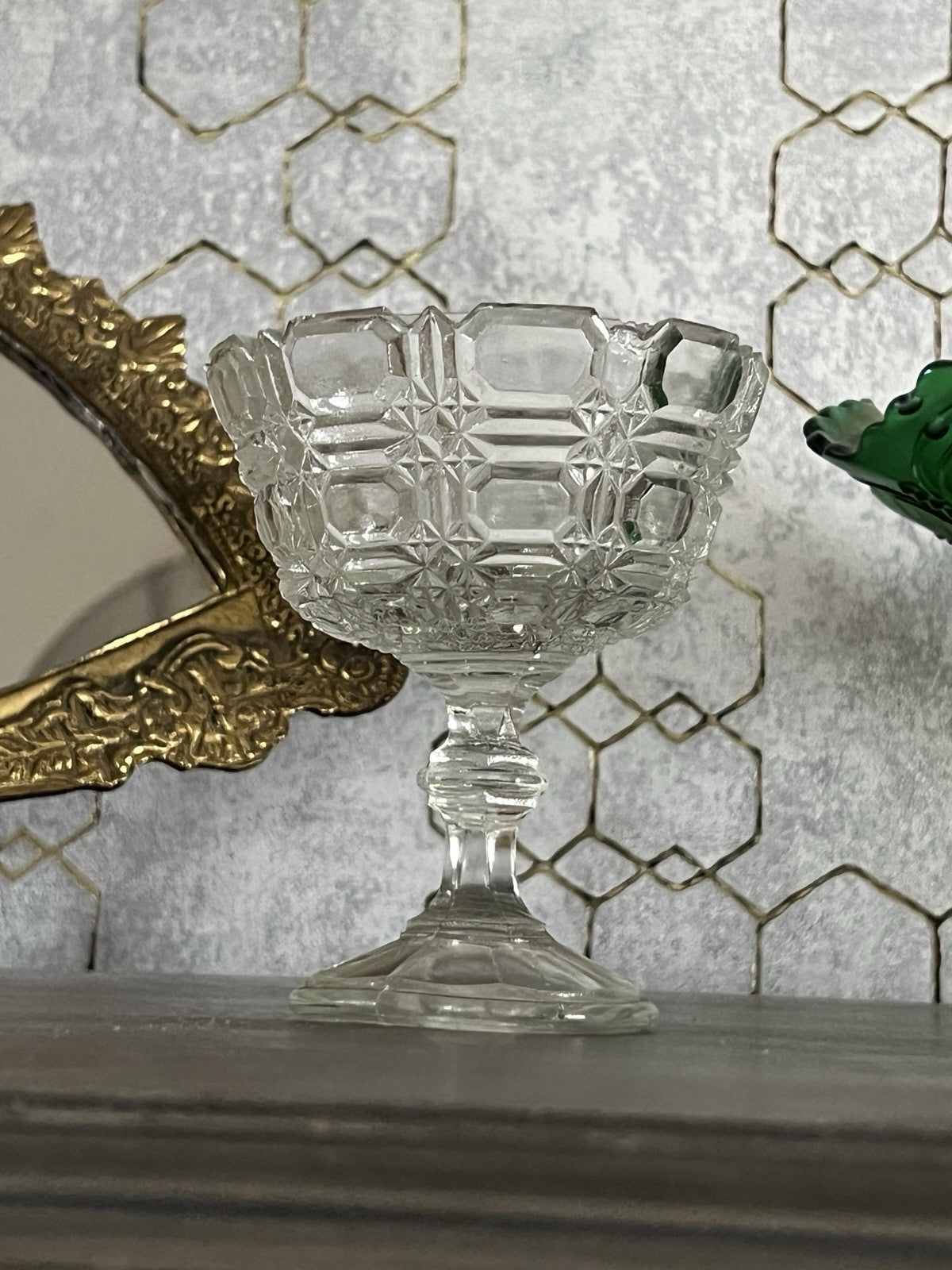 Antik Jugendstil Art Déco Pressglas Glas Fußschale Schale Zuckerschale