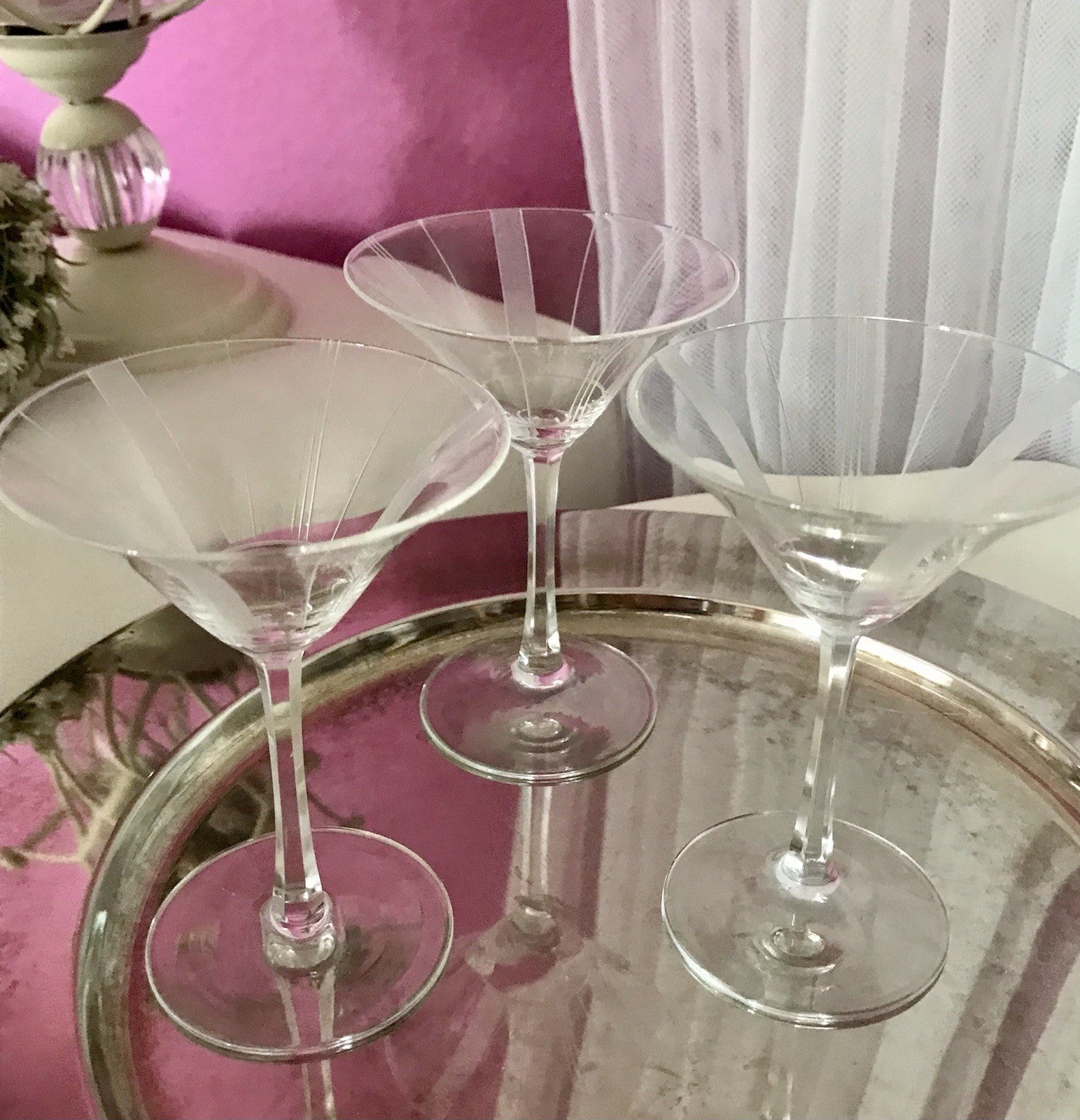 Antik Art Déco 3x Likörglas Gläser Zeus Otto Rakel 40er Weisswasser Silberstreif