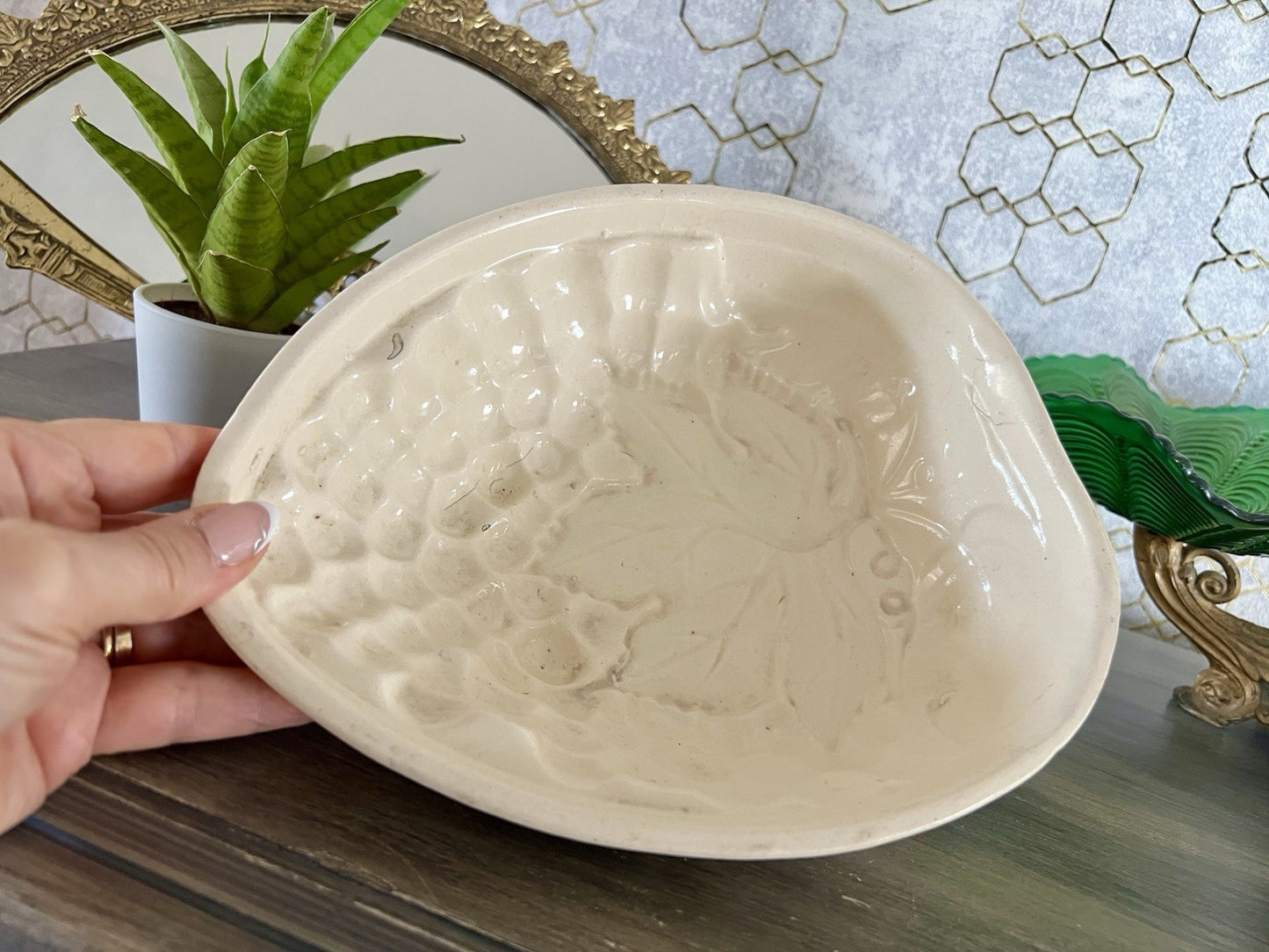 Antik Keramik Puddingform Erdbeere creme