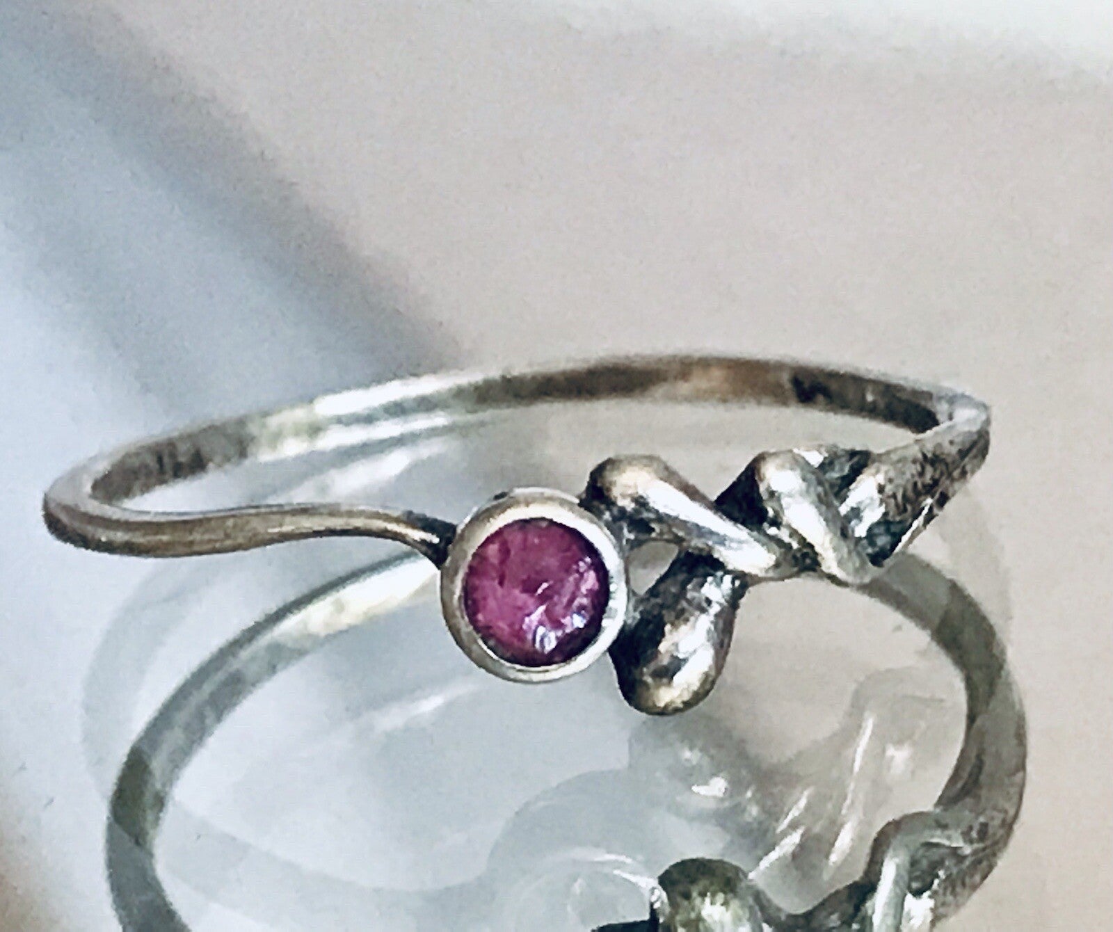 Antik? Vintage Damen filigran Ring lila Stein Silber 835 Gr.56 17,8