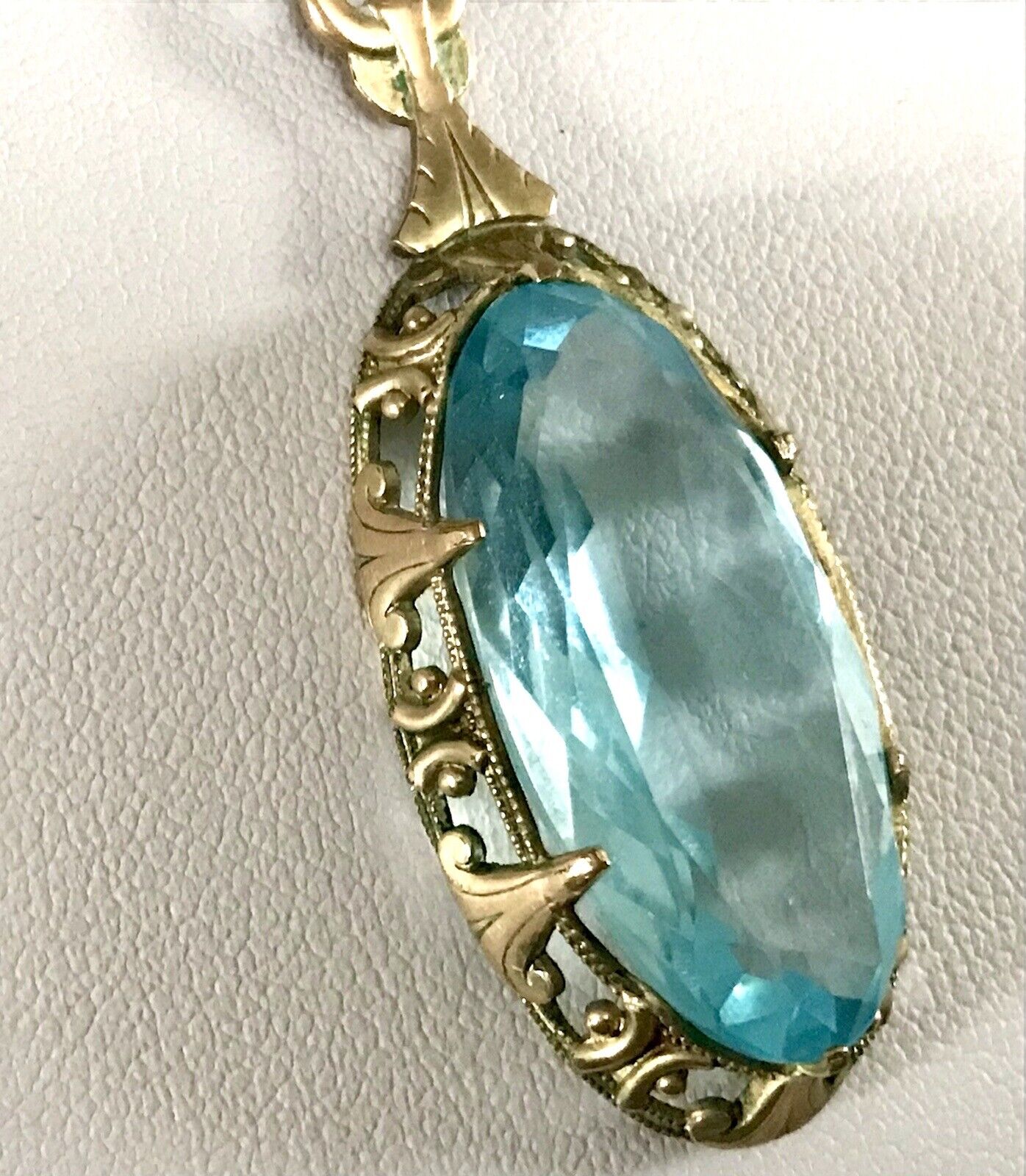 Antik Jugendstil Collier Halskette blauer Stein Anhänger Amerik. Doublè  A. Daub