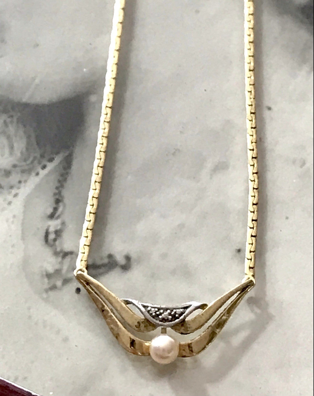 Vintage Amerik. Doublè vergoldet Schmuck Kette Halskette Collier Perle