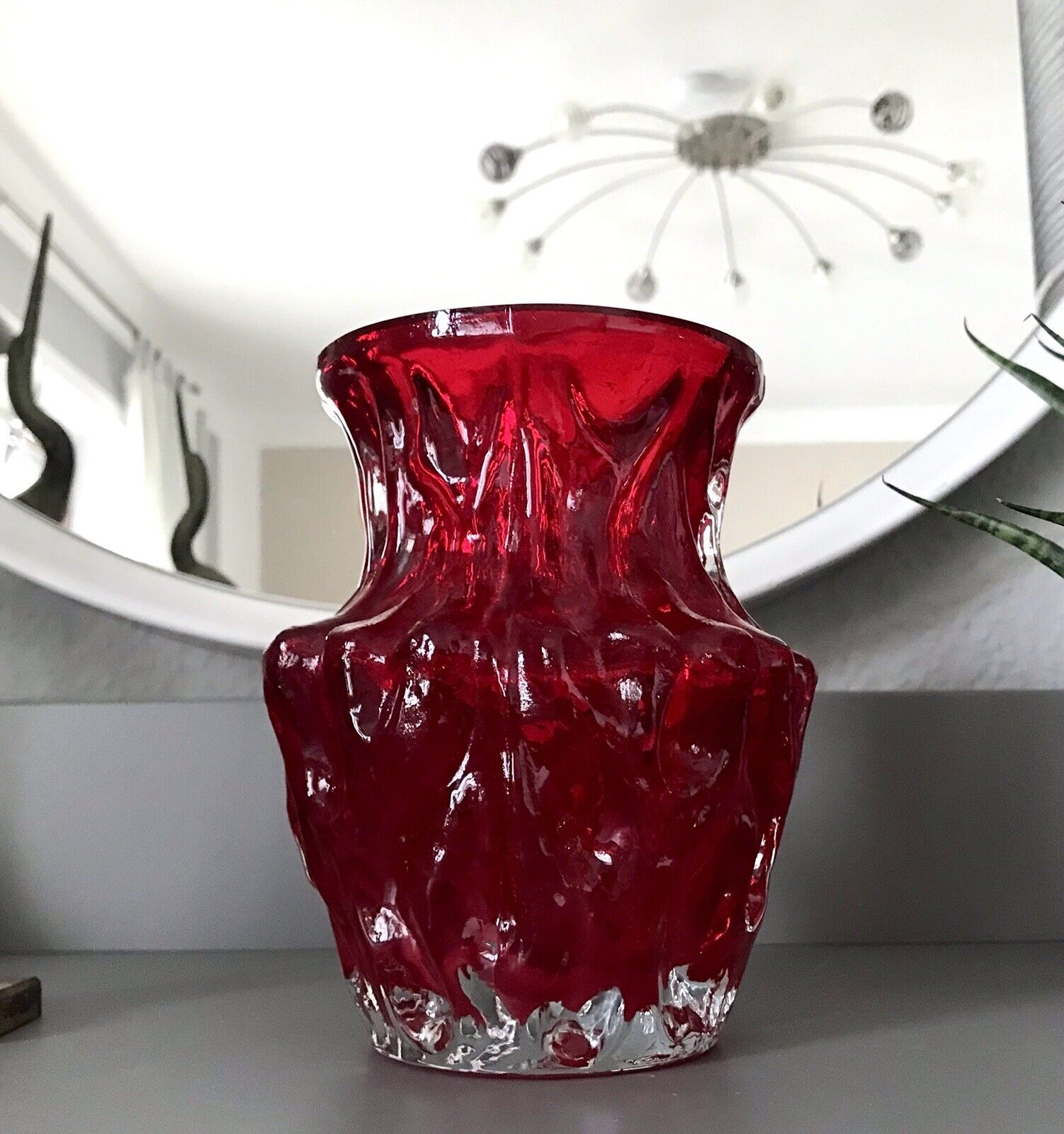 70er Jahre rot Glas Vase Blumenvase Glasvase Glas By Kurt Wokan Ingrid Hütte