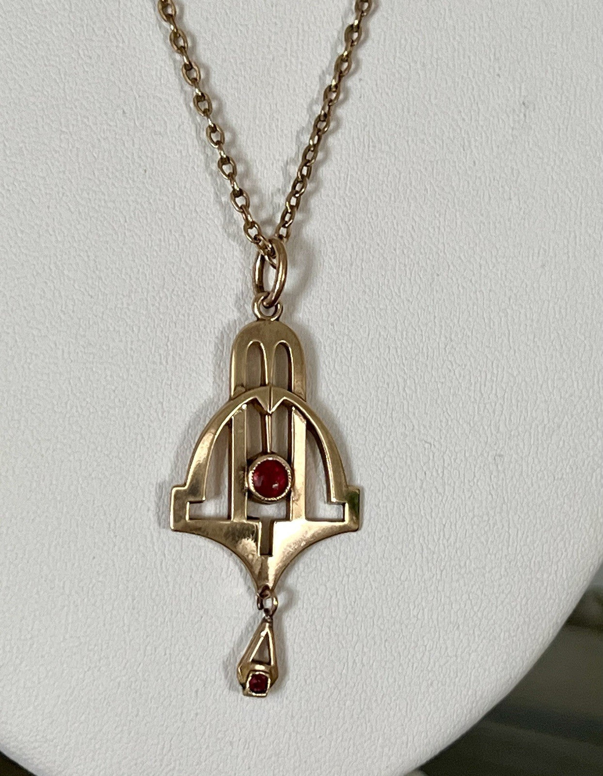 Antik Edel reines Jugendstil Halskette & Anhänger vergoldet Tombak? Amerik.?