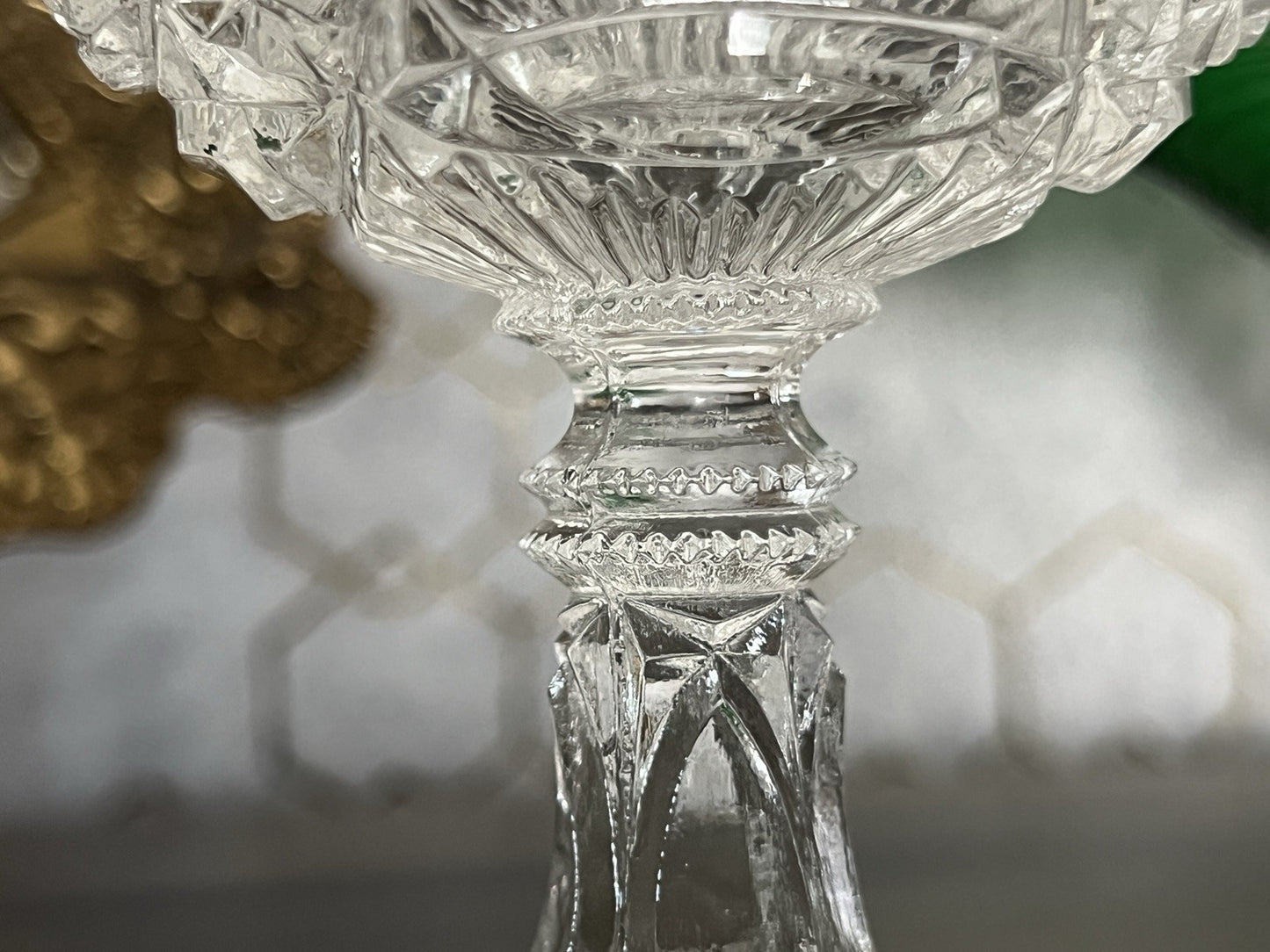 Antik Jugendstil Pressglas Glas Fußschale Schale Zuckerschale Brockwitz