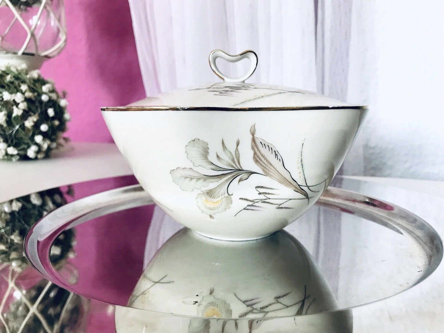 MCM Vintage 50er 60er Porzellan Dose Deckeldose Bonboniere Elfenbein Seltmann