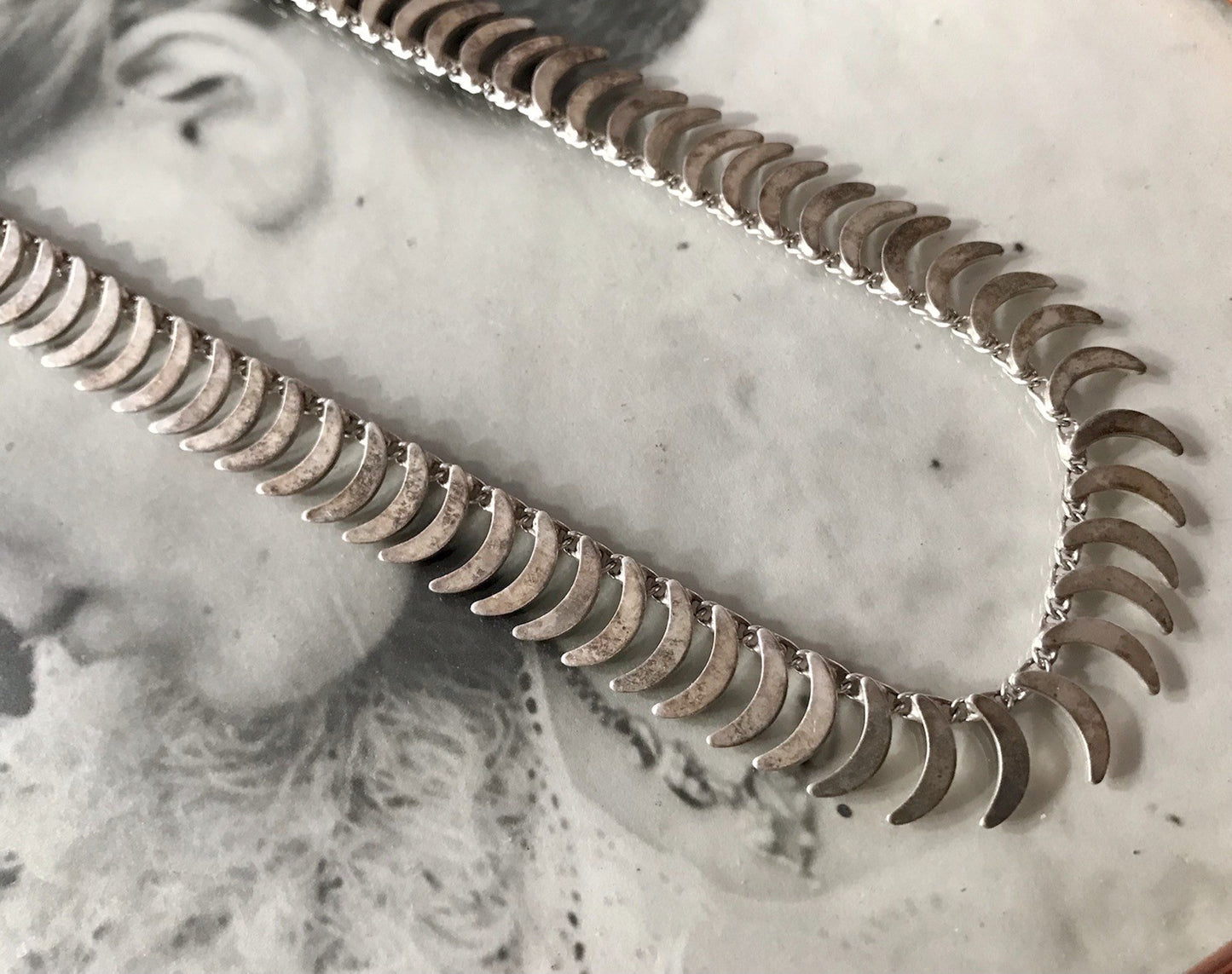 Alt Vintage Edel 835 Silber Collier Halskette Design FBM