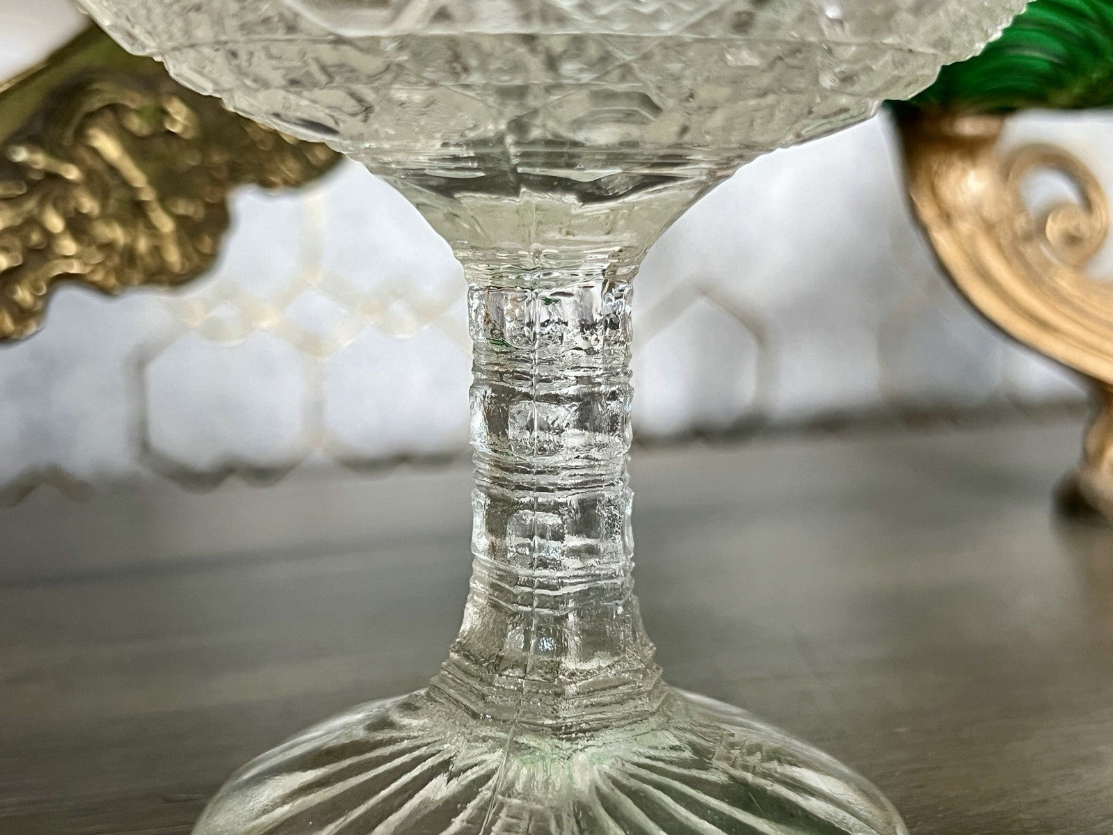 Antik Jugendstil Art Déco Pressglas Glas Fußschale Schale Zuckerschale