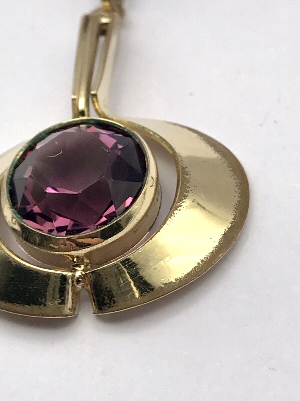 Vintage TeKa Designer Anhänger lila Stein Amethyst? Amerik. Doublè vergoldet
