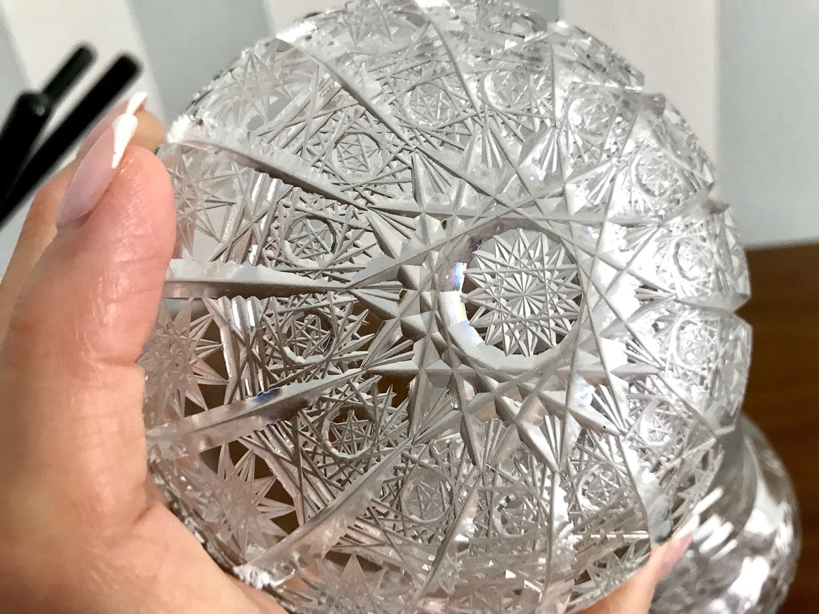 Vintage EDEL Glasdose Schale m. Deckel Bonboniere Kristallglas Schliff