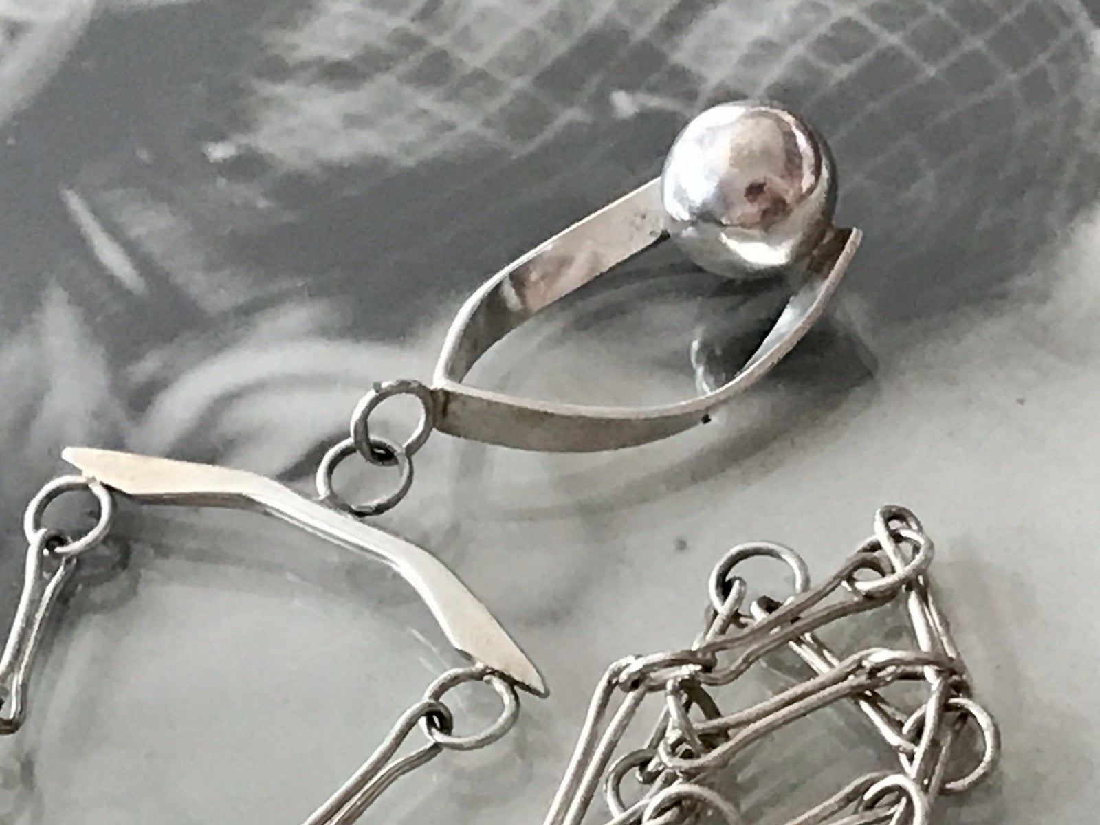 Vintage Modernist Designer 925 Silber Collier Halskette Kette Collier Polen