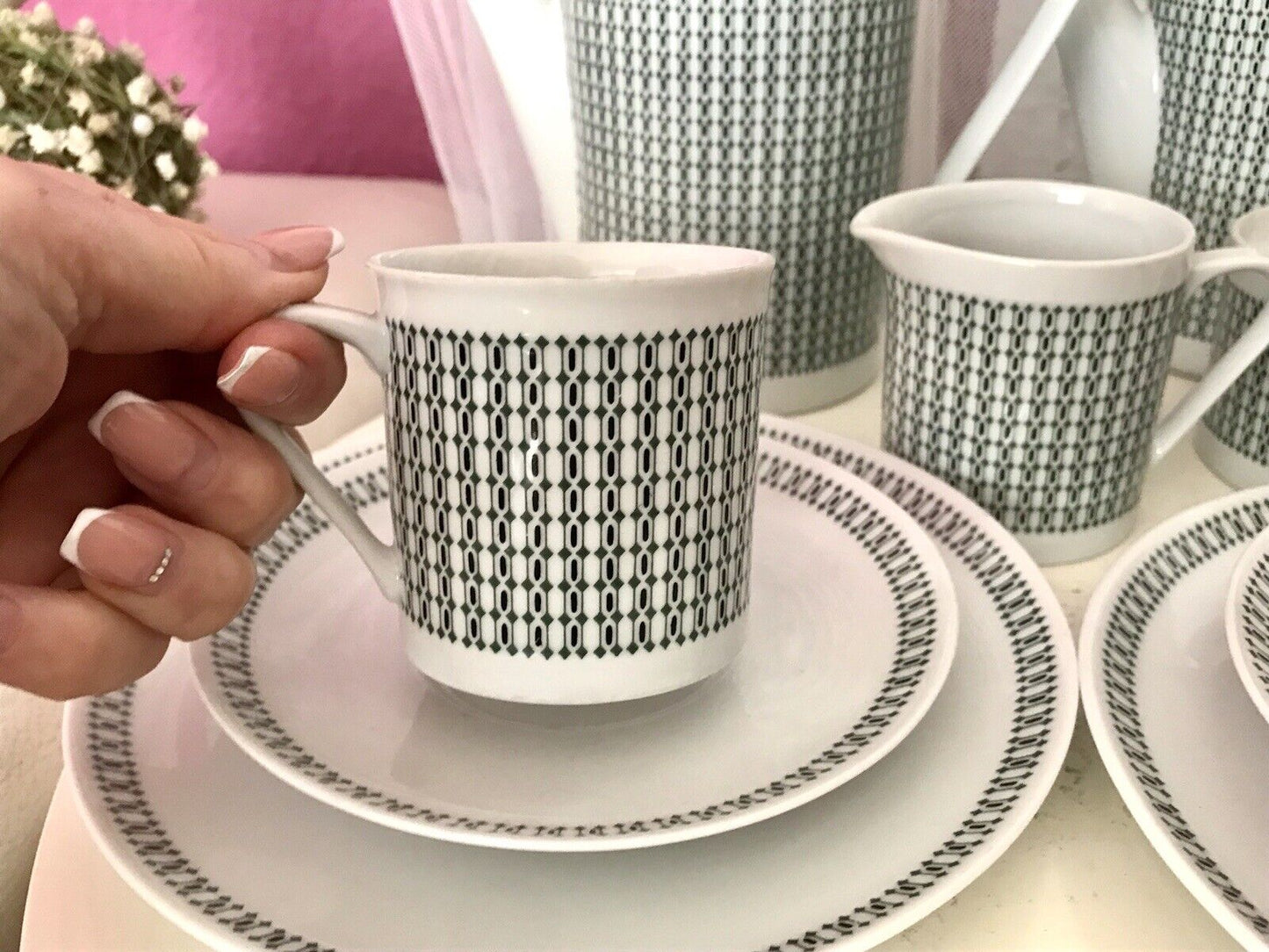 Vintage 60er Porzellan Eschenbach Kaffeeservice Tète a Tète 2 Personen