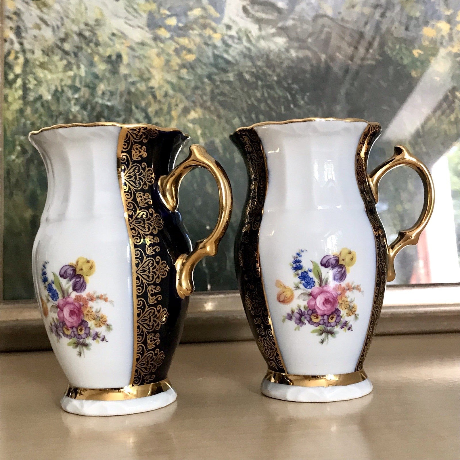 1 x Alt Porzellan Becher Tassen Kännchen? Echt Kobalt Golddekor bunt Haas&Czjzek