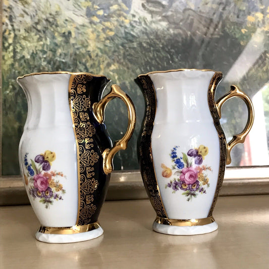 1 x Alt Porzellan Becher Tassen Kännchen? Echt Kobalt Golddekor bunt Haas&Czjzek