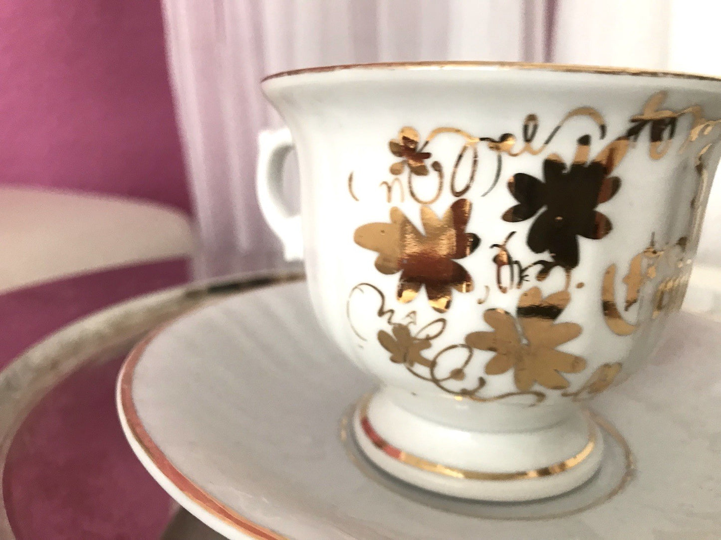 Antik Porzellan Andenken Becher Gedeck Sammeltasse Tasse „Zur Erinnerung“