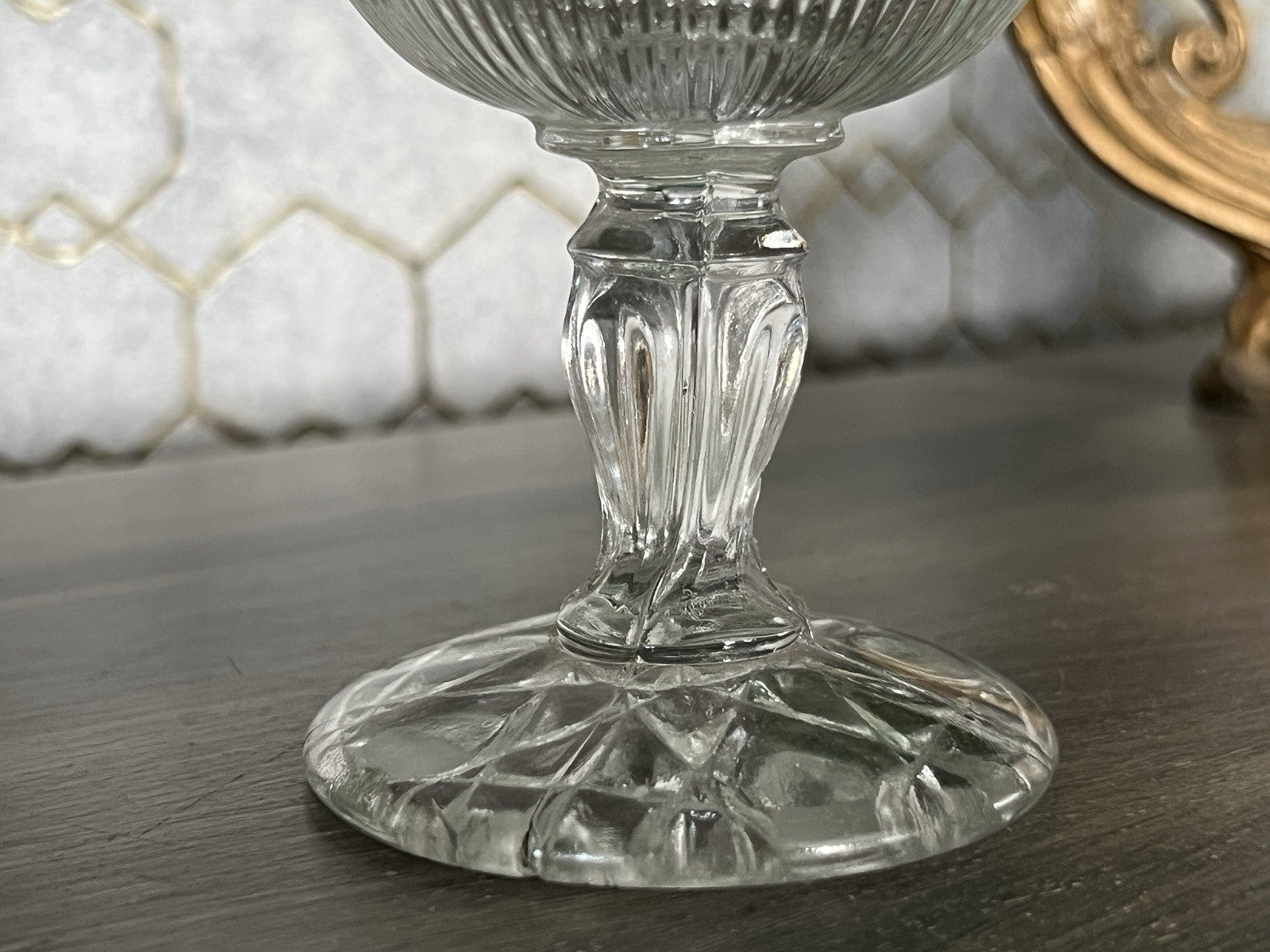 Antik Jugendstil Art Deco Pressglas Glas Fußschale Schale Zuckerschale