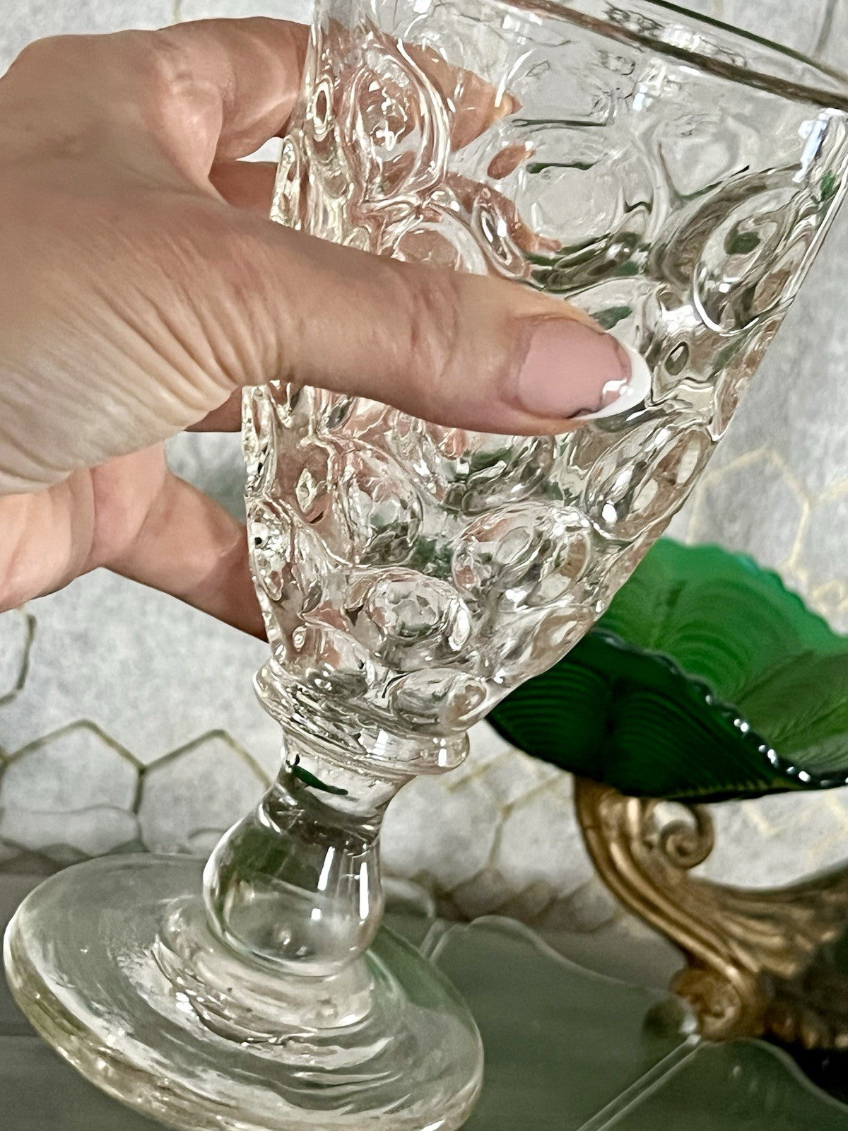 Antik  Biedermeier Tausendaugen Fußbecher Bierglas Ale Glas Abriss
