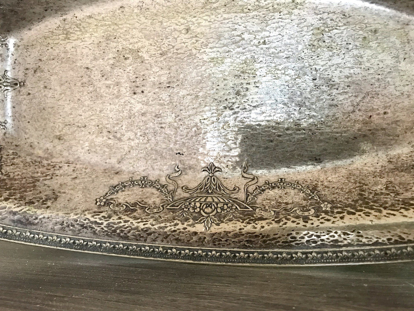Antik Schale versilbert Art Nouveau Jugendstil  um 1900 oval Handhaben Relief