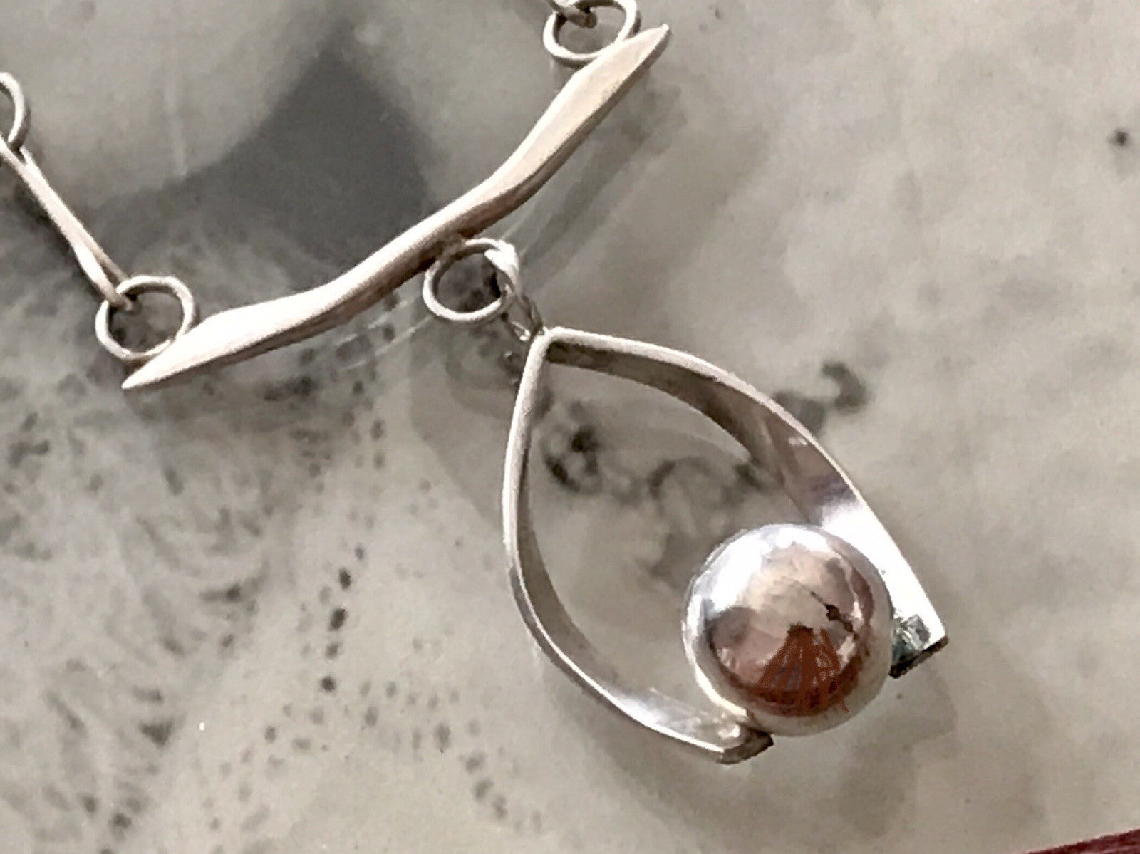 Vintage Modernist Designer 925 Silber Collier Halskette Kette Collier Polen