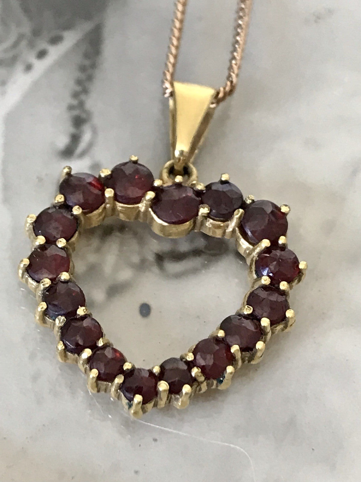 Antik Herz Anhänger 250er Gold Normgold Granate Granatschmuck Kettenanhänger