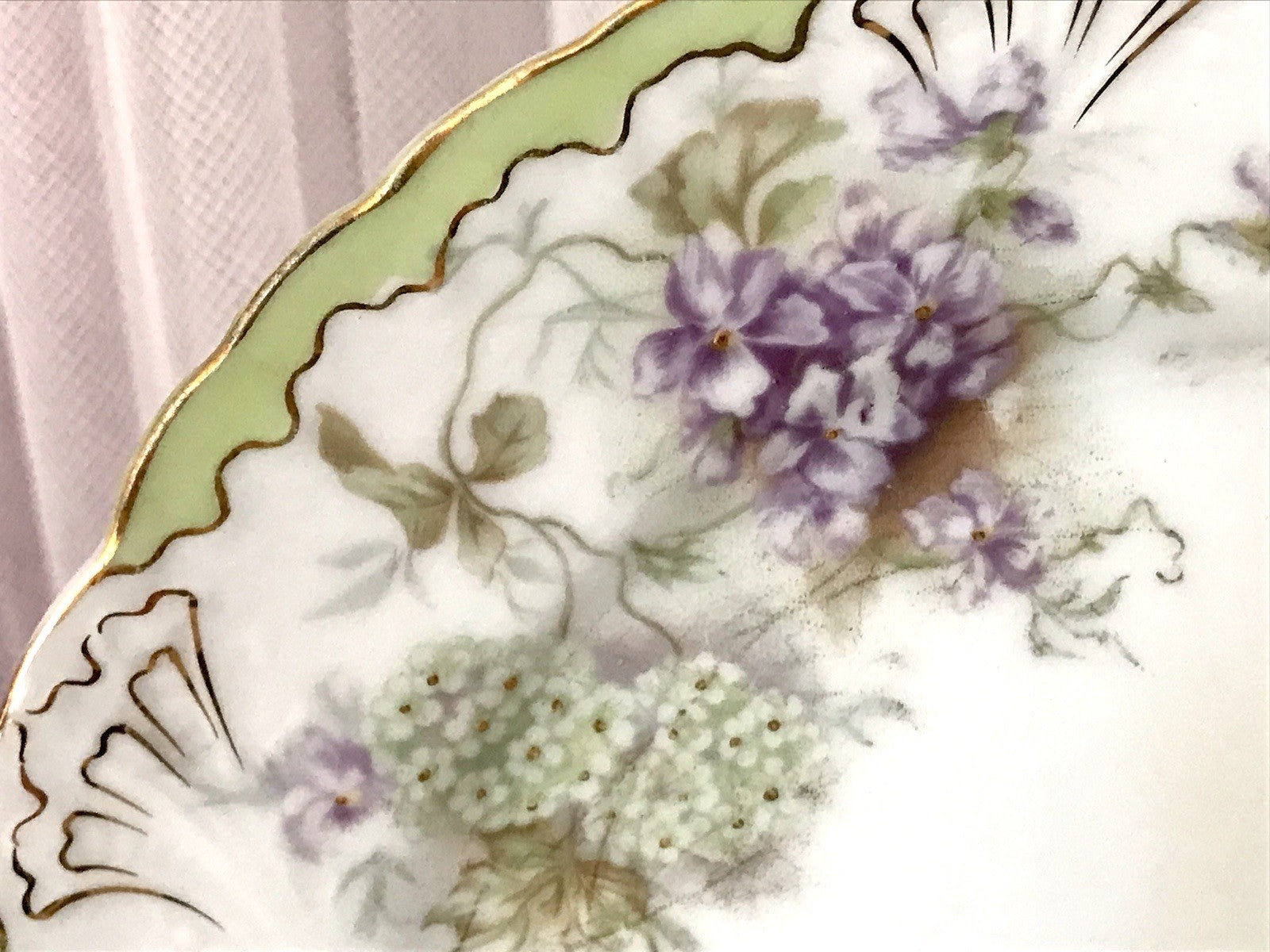 Antik 4 Dessert Kuchen Teller Jugendstil Blumen Muster Jäger&Co Kuchenteller