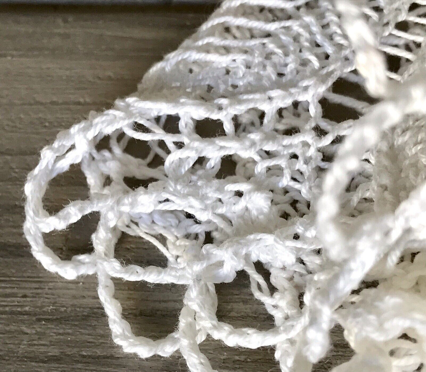 Antik alt Spitze weiß Tischdecke rund 57 cm Baumwolle gestrickt  So Schön!