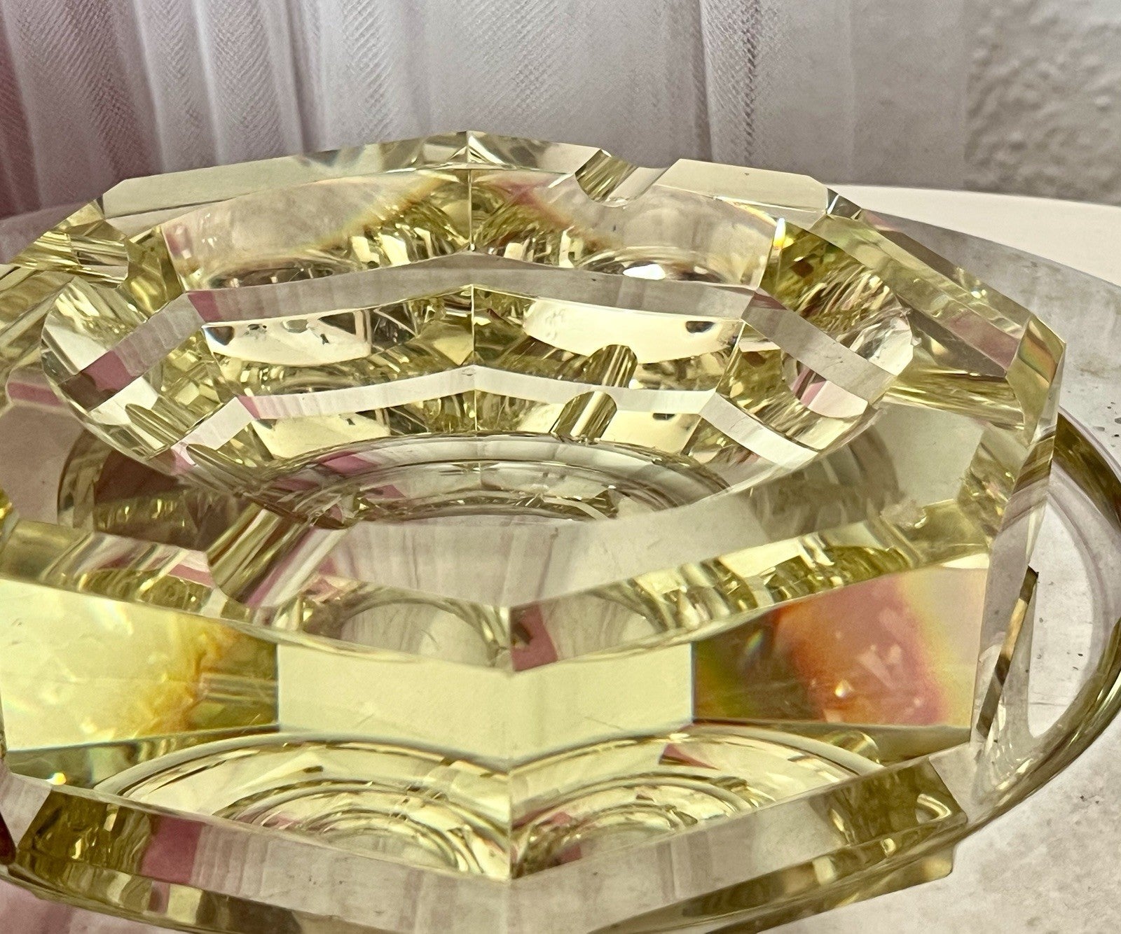 Antik? 3020g! Vintage Murano ? Aschenbecher Ascher Citrin gelb Kristallglas