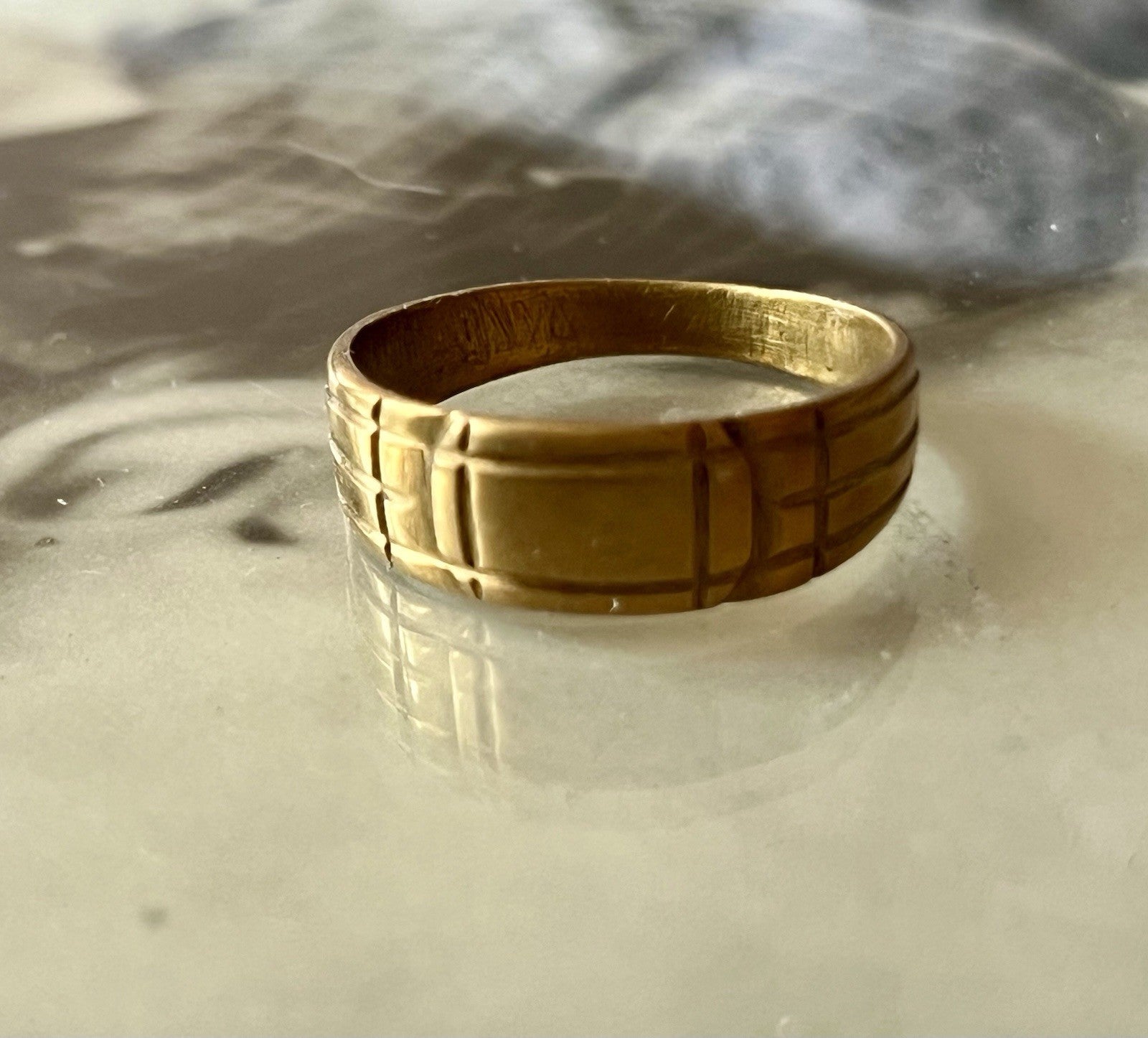 Antik? Vintage Art Déco Herren RING Siegelring Messing?  ~Gr.65/66