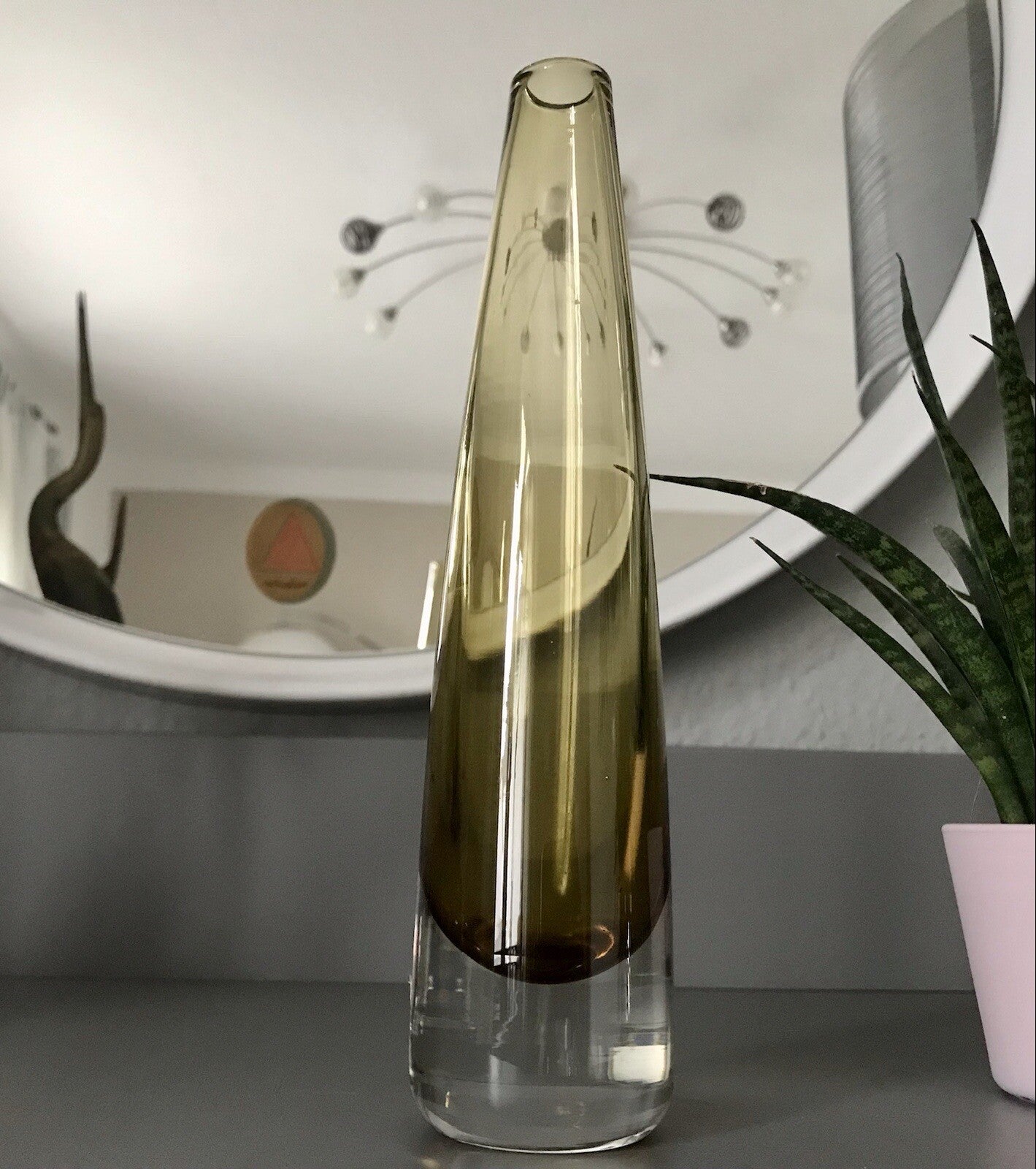 Vintage Design Glasvase Glas gelb Vase MidCentury Kosta Boda