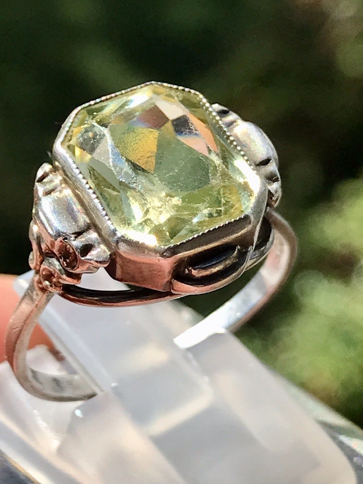 Antik Jugendstil Art Déco Edel Damen Ring Citrin? Stein Silber 830 S ~ Gr.54-56