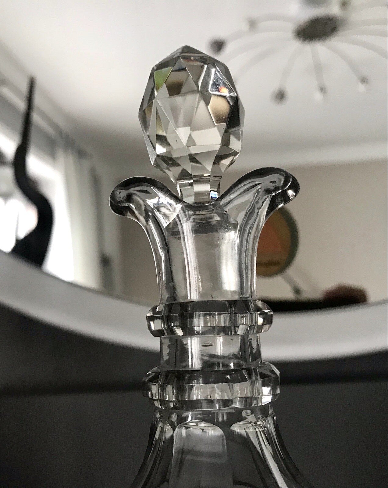 Antik Biedermeier kleine Karaffe Weinkaraffe Dekanter Glas Flächenschliff kantig