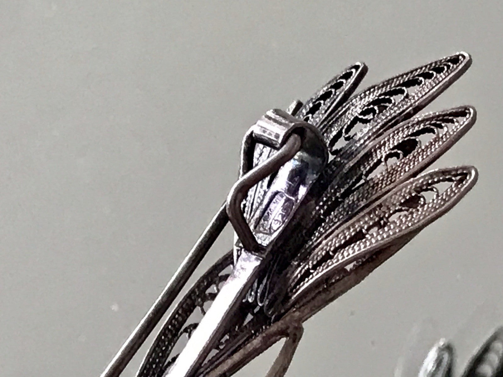 Antik filigran Blüte Blume 2in1 Anhänger Kettenanhänger Brosche Silber