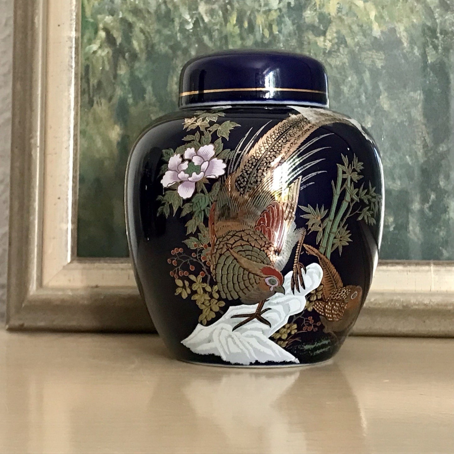 Vintage 1 Porzellan Teedose Vase? Dose Urne MCModernistisch kobalt blau