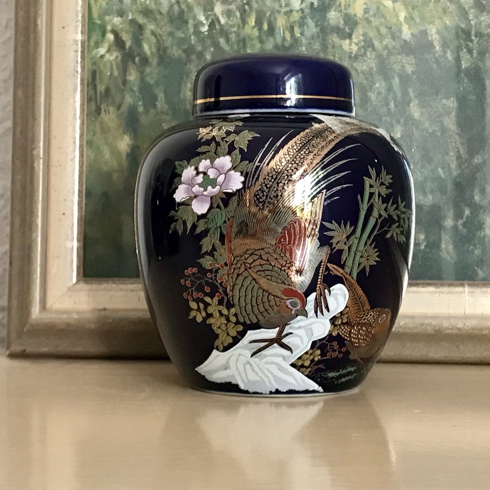 Vintage 1 Porzellan Teedose Vase? Dose Urne MCModernistisch kobalt blau