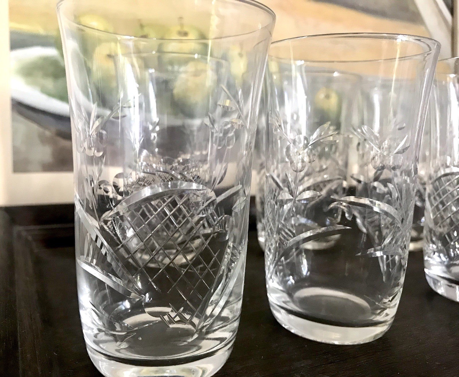 Antik Art Déco EDEL 10 Wassergläser Gläser  Becher Glas Kristallglas geschliffen