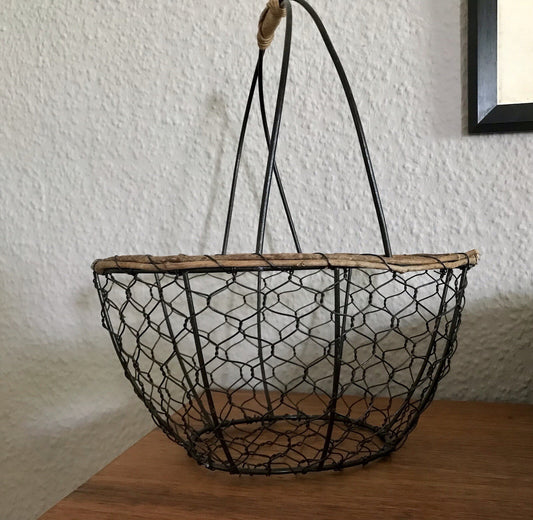 Alt Vintage 60er Korb Metallkorb  Weide schwarz&braun