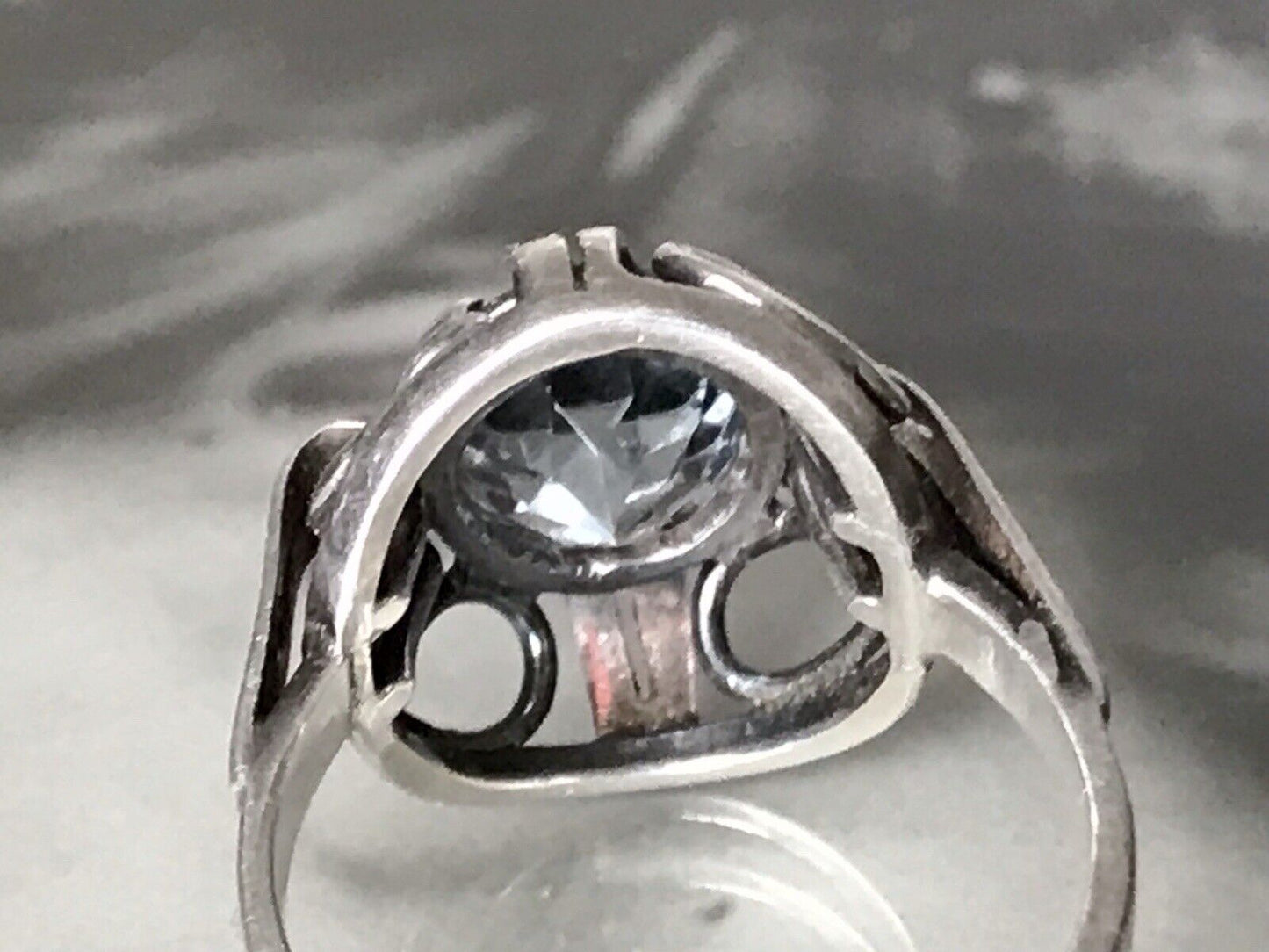 Antik Art Déco Edel blauer Stein DAMEN RING 850 Silber SUPER Design Gr.51 52