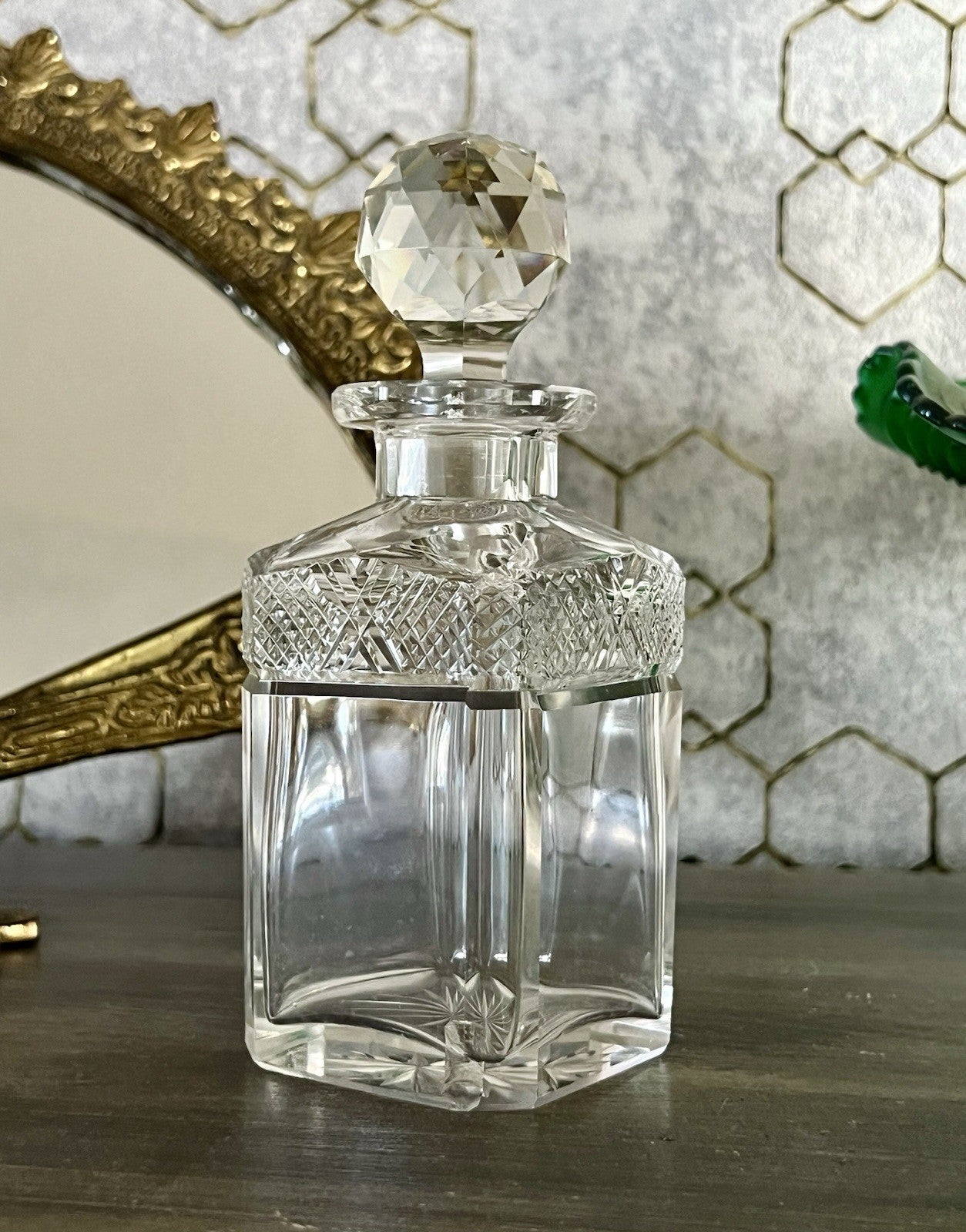 Antik Baccarat 1x Flakon Parfüm kleine Glaskaraffe Schnitt Bleikristall