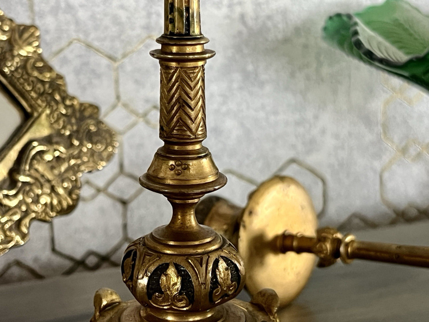 Antik ~1870 2 x Kerzenständer Kerzenleuchter Leuchter Bronze ? Messing vergoldet