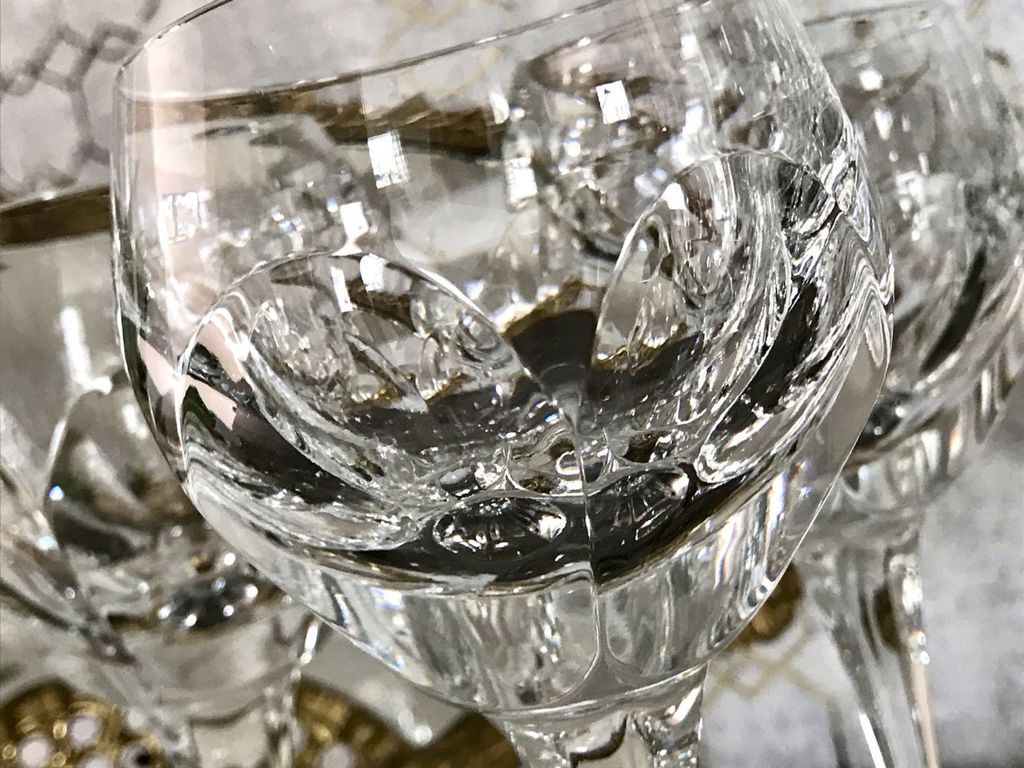 Vintage Edel 5x Weingläser Gläser Kristallglas Bleikristall