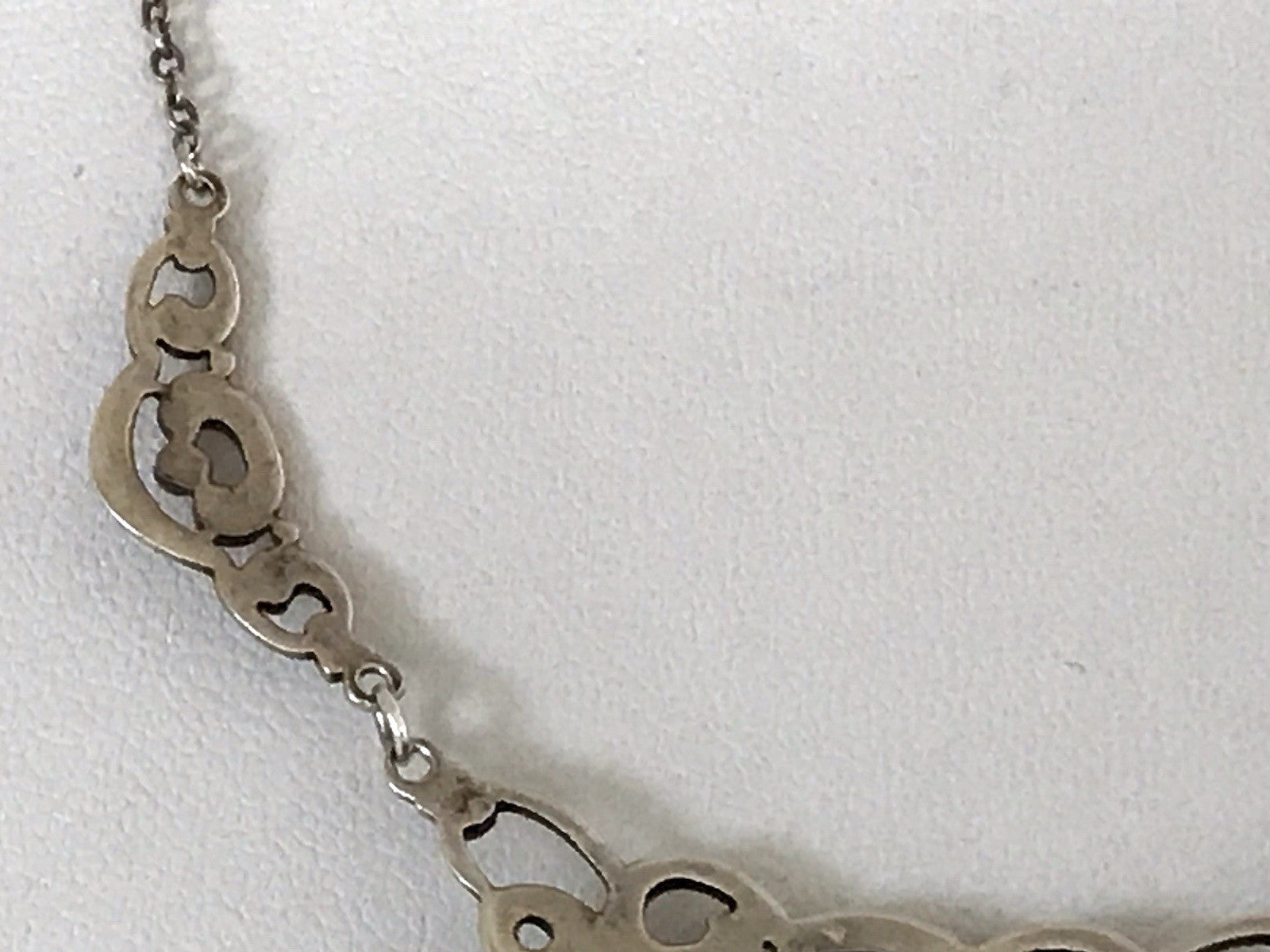 Antik 835 Sterling Silber Collier Halskette Kette Blauer Stein FBM