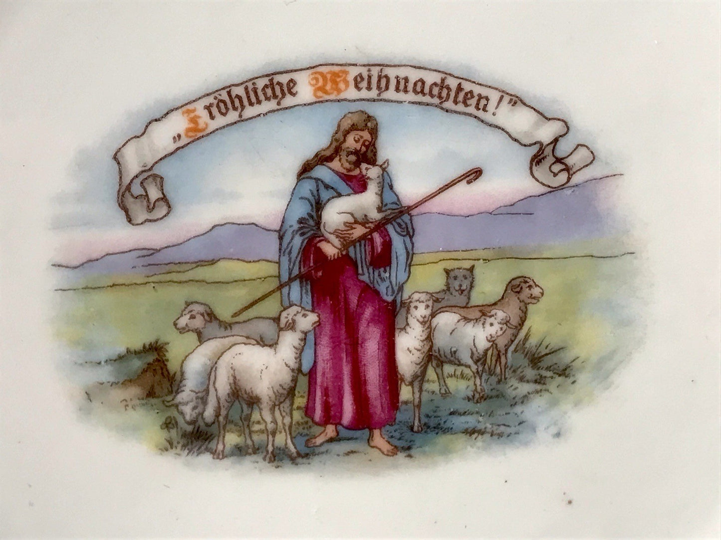 Antik Art Déco Porzellan 1  Teller Zierteller Weihnachten 1924 christlich