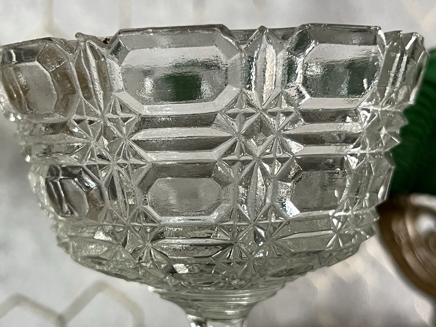 Antik Jugendstil Art Déco Pressglas Glas Fußschale Schale Zuckerschale
