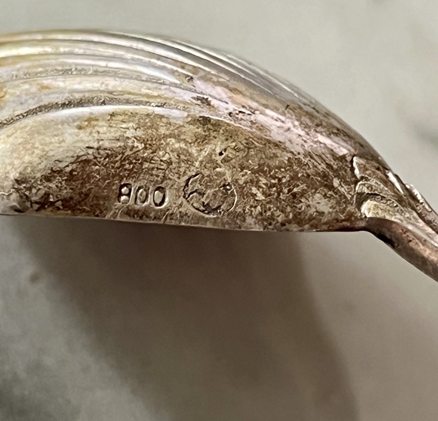 Antik Alt Zucker Löffel 800 Silber 15,19g Hildesheimer Rose Muschel-Laffe
