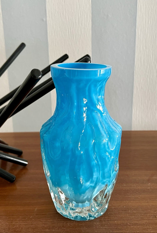70er Jahre blau Glas Vase Blumenvase Glasvase Glas By Kurt Wokan Ingrid Hütte