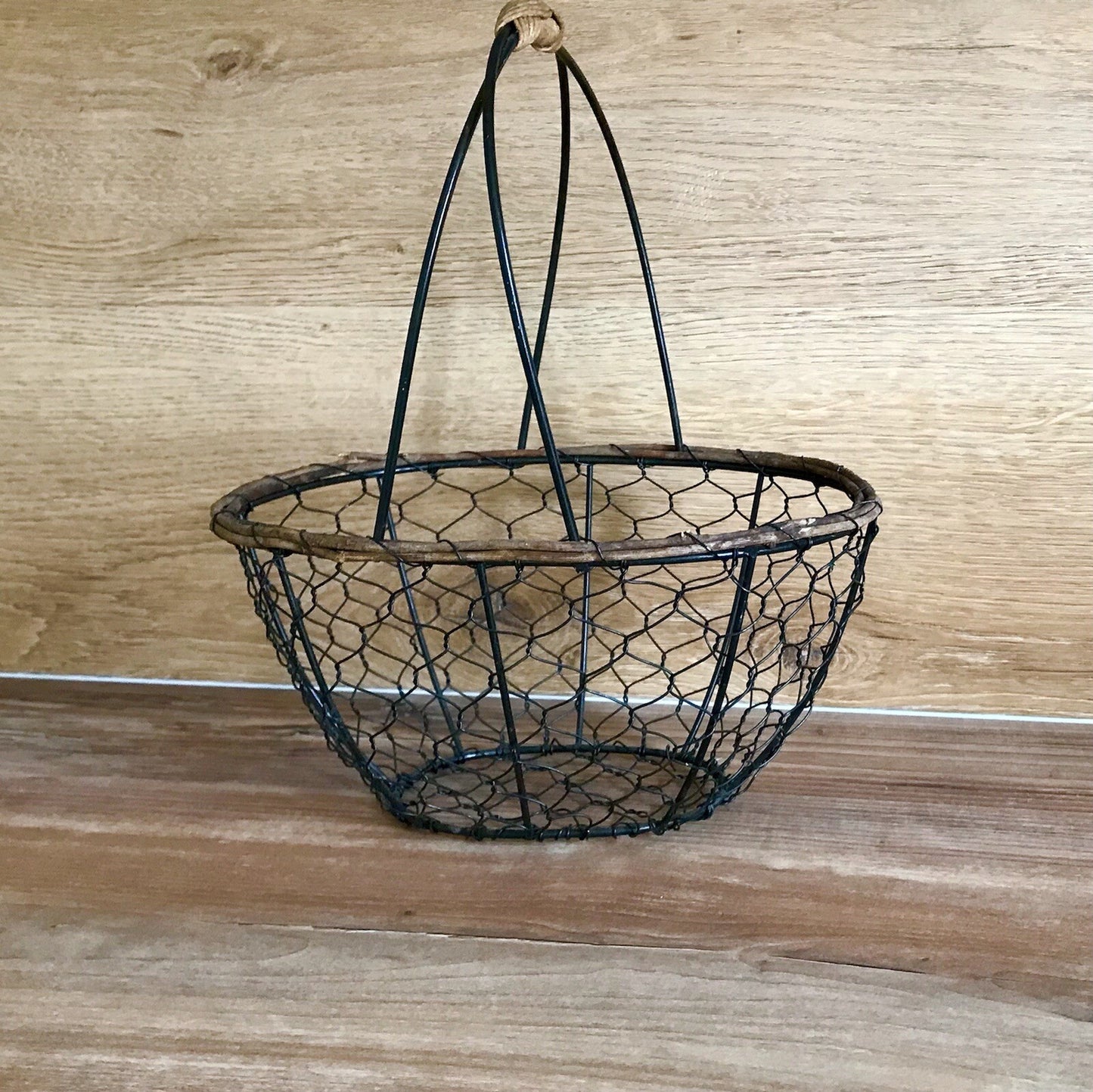 Alt Vintage 60er Korb Metallkorb  Weide schwarz&braun