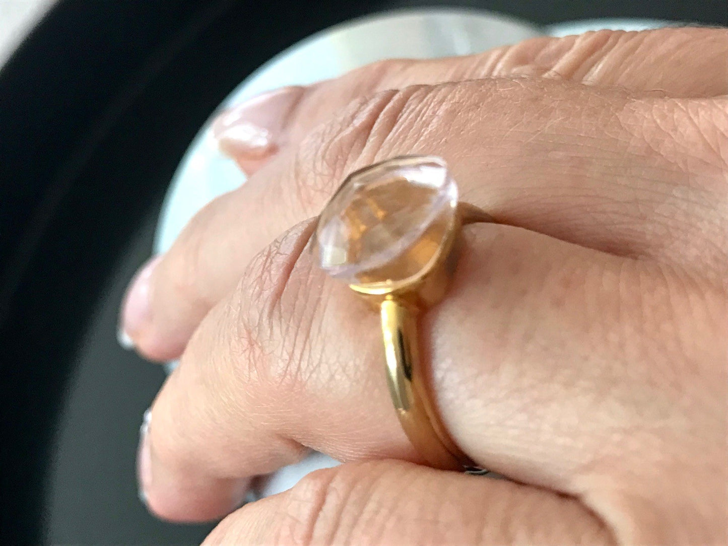 Vintage alt Damen Ring rosa Stein Silber 925 Gr.54 Rubbelit? vergoldet