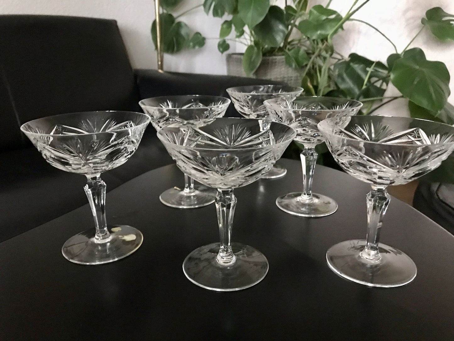 Vintage 6 Champagnerschalen Sektschalen Kristallglas Bleikristall Nachtmann
