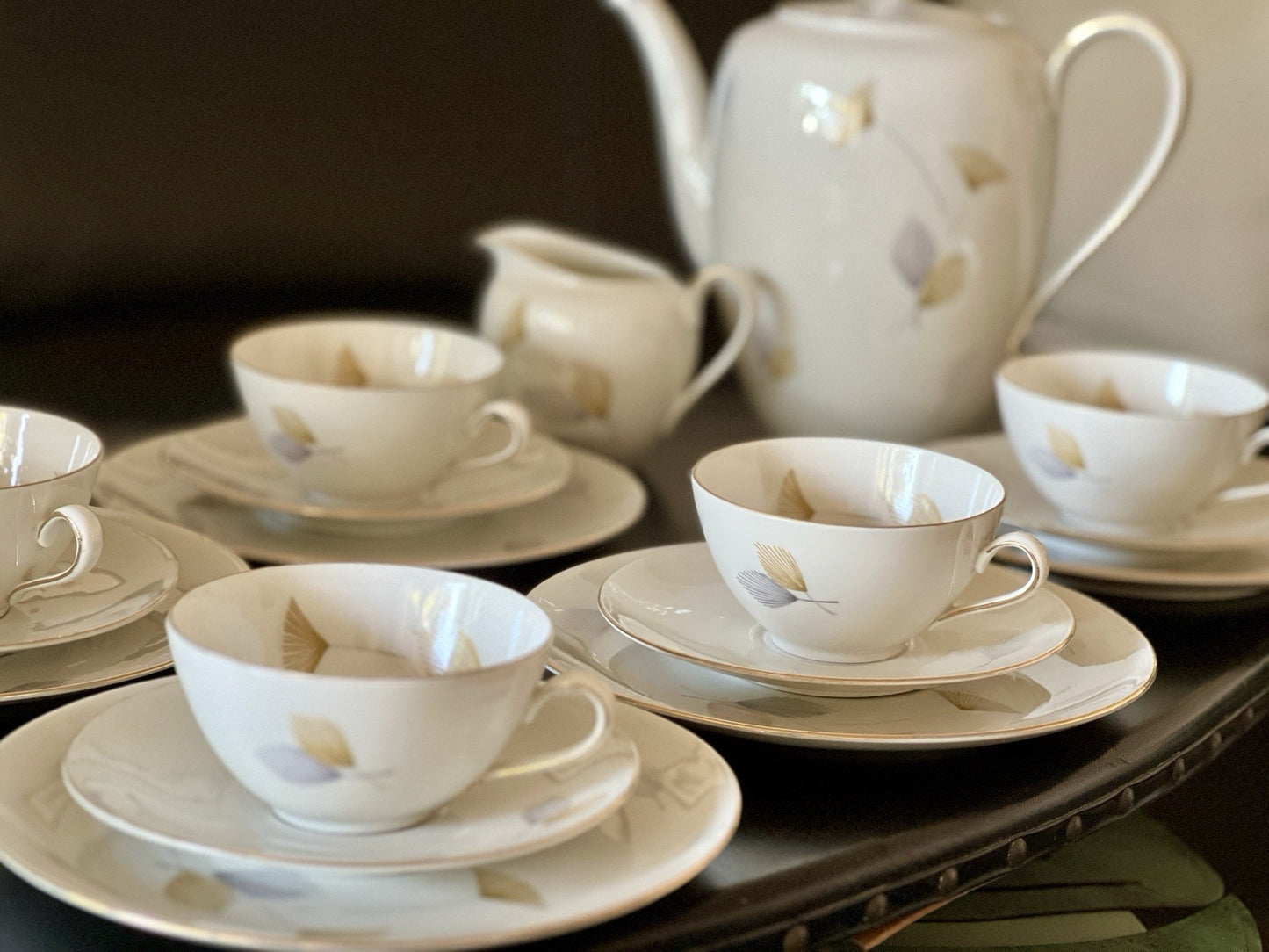 Edel Vintage Seltmann Weiden Porzellan Kaffeeservice 6 Pers. Elfenbein MCM